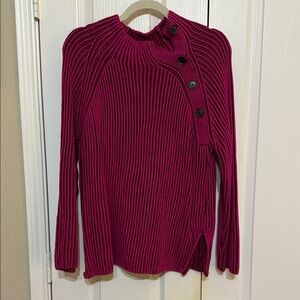 GAP Women's Ribbed Button-Up Sweater - Magenta